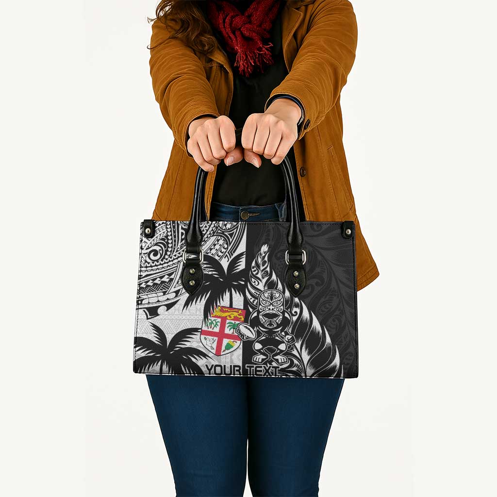 Fiji New Zealand Rugby Personalised Leather Bag Maori and Tapa Pattern - Aussie Hoodie