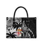Fiji New Zealand Rugby Personalised Leather Bag Maori and Tapa Pattern - Aussie Hoodie
