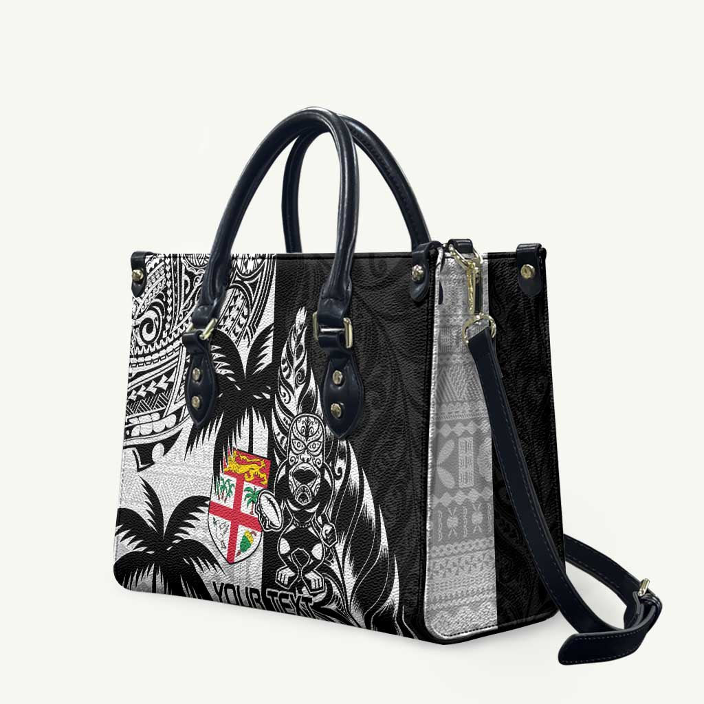 Fiji New Zealand Rugby Personalised Leather Bag Maori and Tapa Pattern - Aussie Hoodie