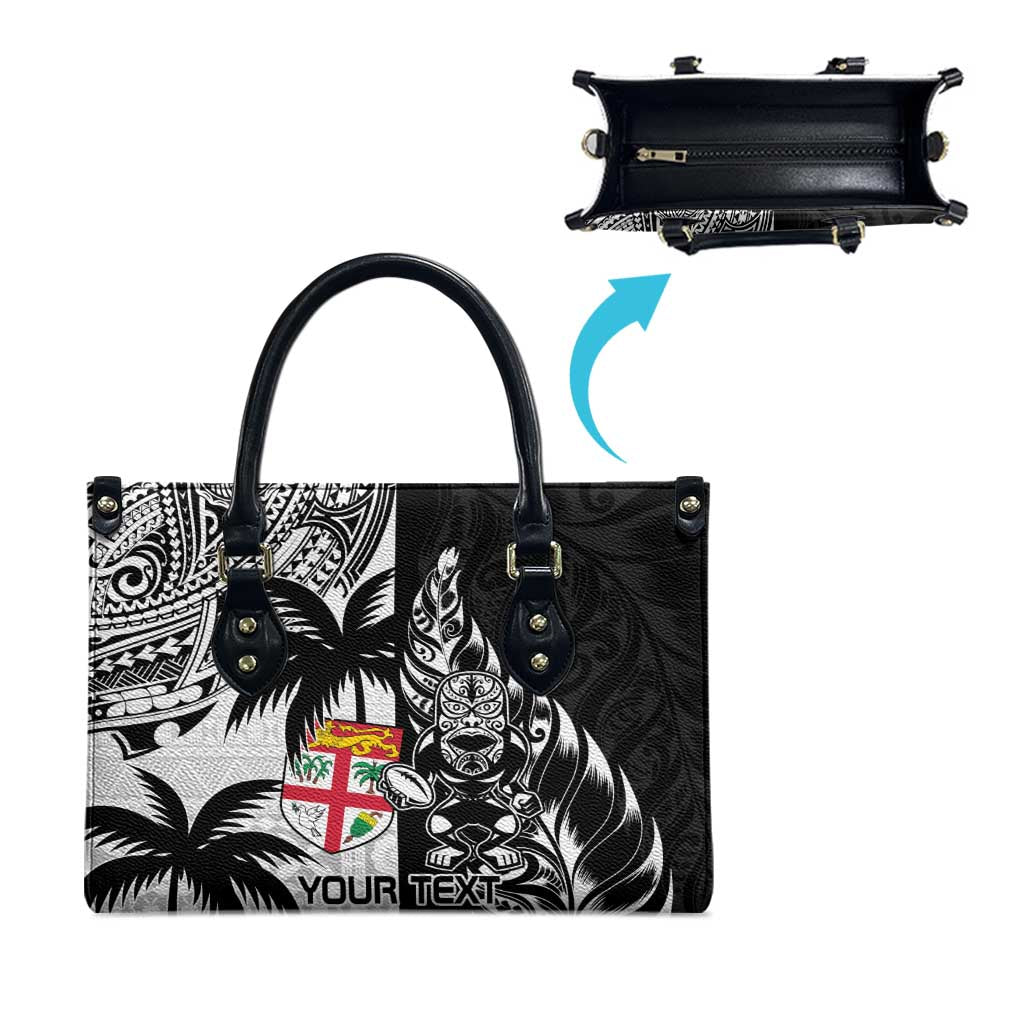 Fiji New Zealand Rugby Personalised Leather Bag Maori and Tapa Pattern - Aussie Hoodie