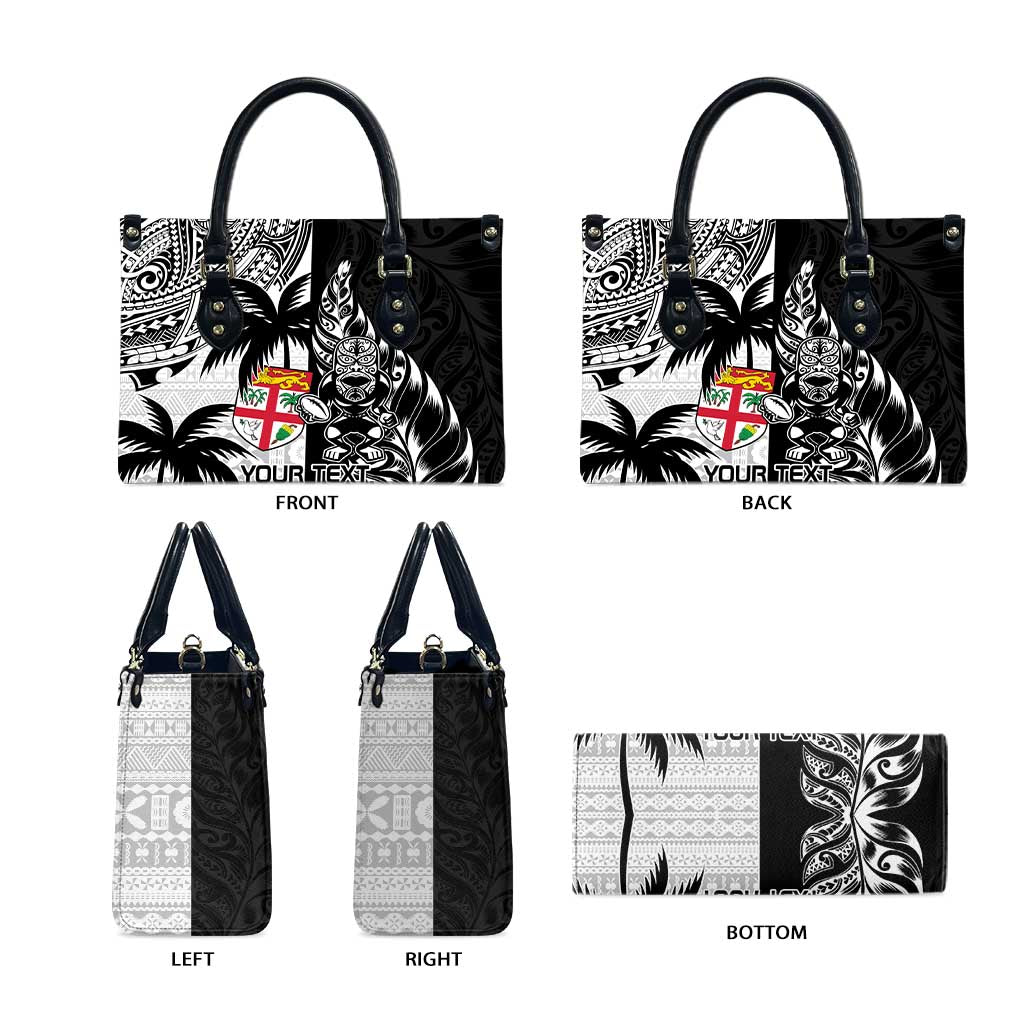 Fiji New Zealand Rugby Personalised Leather Bag Maori and Tapa Pattern - Aussie Hoodie