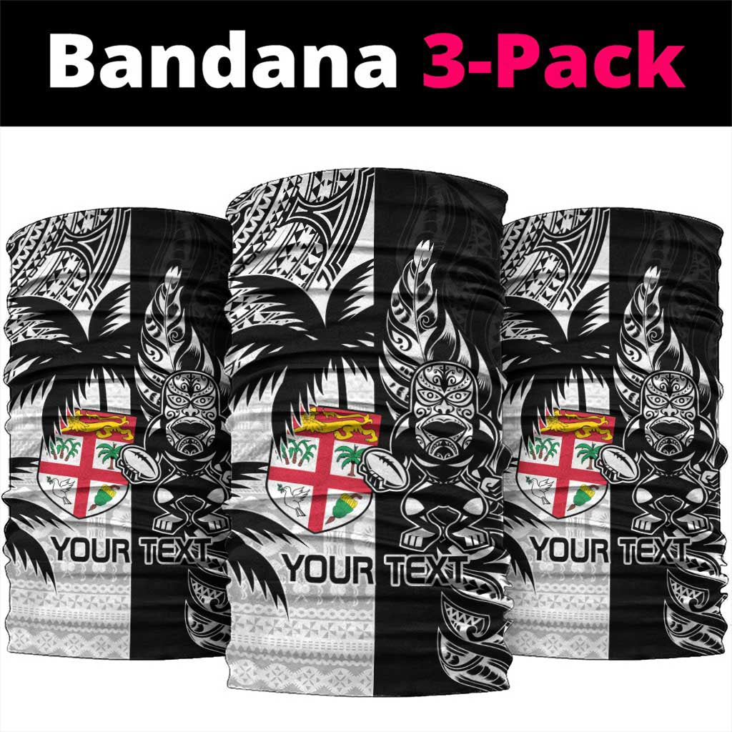 Fiji New Zealand Rugby Personalised Neck Gaiter Maori and Tapa Pattern LT9