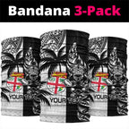 Fiji New Zealand Rugby Personalised Neck Gaiter Maori and Tapa Pattern LT9