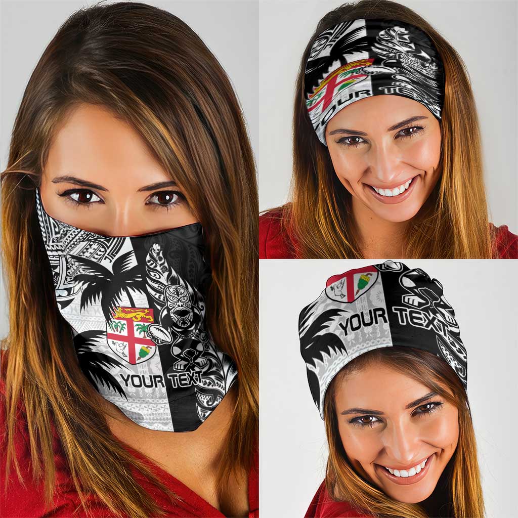 Fiji New Zealand Rugby Personalised Neck Gaiter Maori and Tapa Pattern LT9