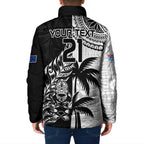 Fiji New Zealand Rugby Personalised Padded Jacket Maori and Tapa Pattern - Aussie Hoodie