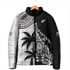 Fiji New Zealand Rugby Personalised Padded Jacket Maori and Tapa Pattern - Aussie Hoodie
