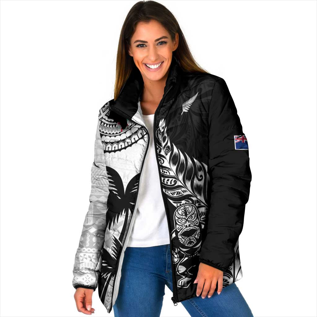 Fiji New Zealand Rugby Personalised Padded Jacket Maori and Tapa Pattern - Aussie Hoodie