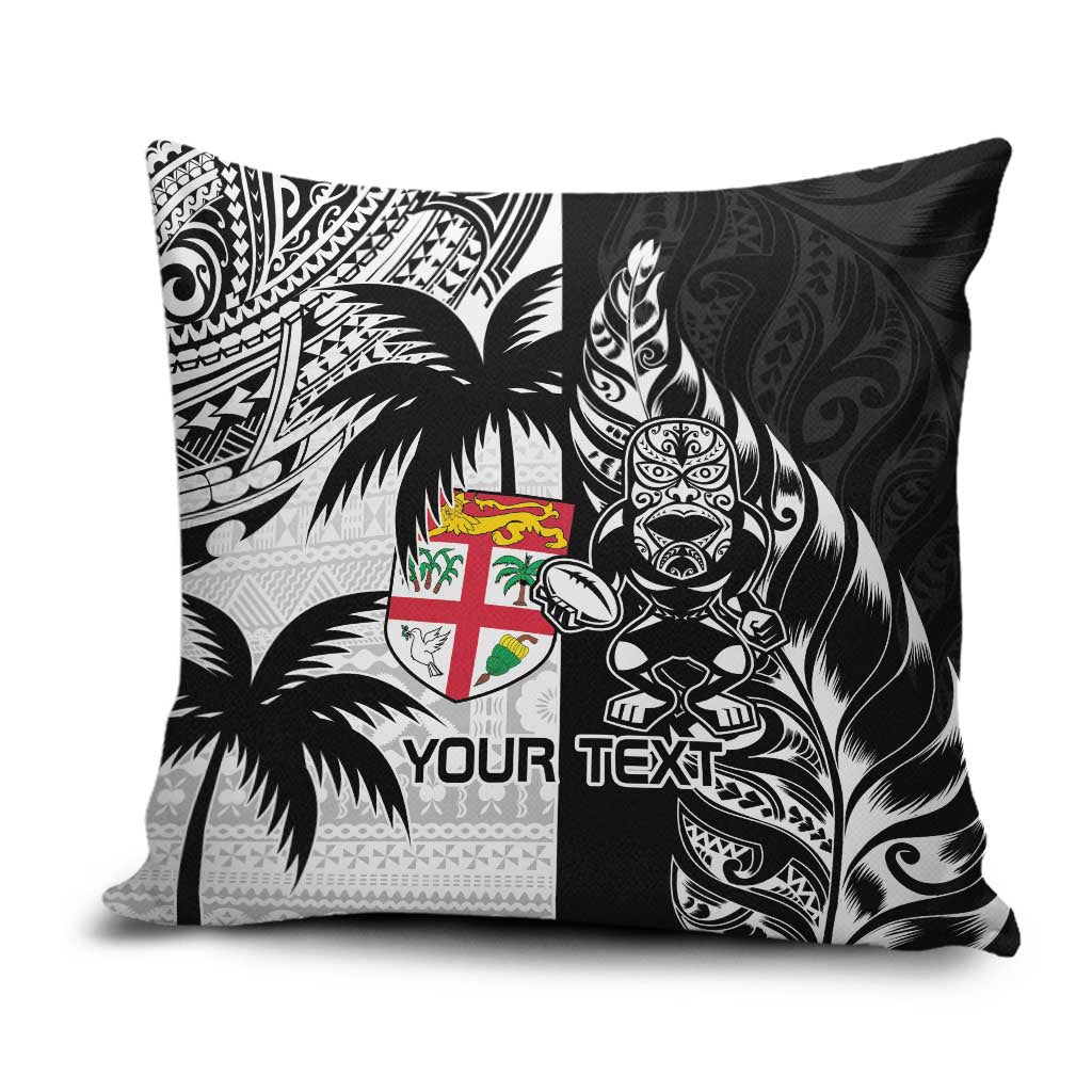 Fiji New Zealand Rugby Personalised Pillow Cover Maori and Tapa Pattern - Aussie Hoodie