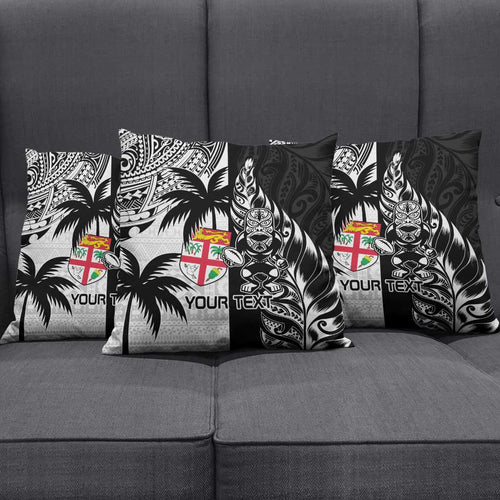 Fiji New Zealand Rugby Personalised Pillow Cover Maori and Tapa Pattern - Aussie Hoodie