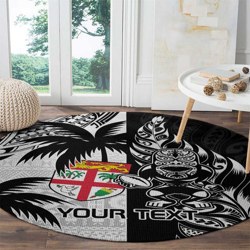 Custom Fiji New Zealand Round Carpet Maori mix Tapa Pattern Version