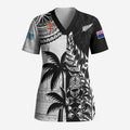 Fiji New Zealand Rugby Personalised Scrub Top Maori and Tapa Pattern - Aussie Hoodie