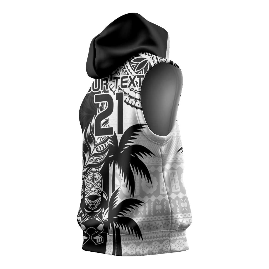 Fiji New Zealand Rugby Personalised Sleeveless Hoodie Maori and Tapa Pattern - Aussie Hoodie