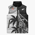 Fiji New Zealand Rugby Personalised Sleeveless Puffer Jacket Maori and Tapa Pattern - Aussie Hoodie