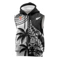 Fiji New Zealand Rugby Personalised Sleeveless Zip Hoodie Maori and Tapa Pattern LT9
