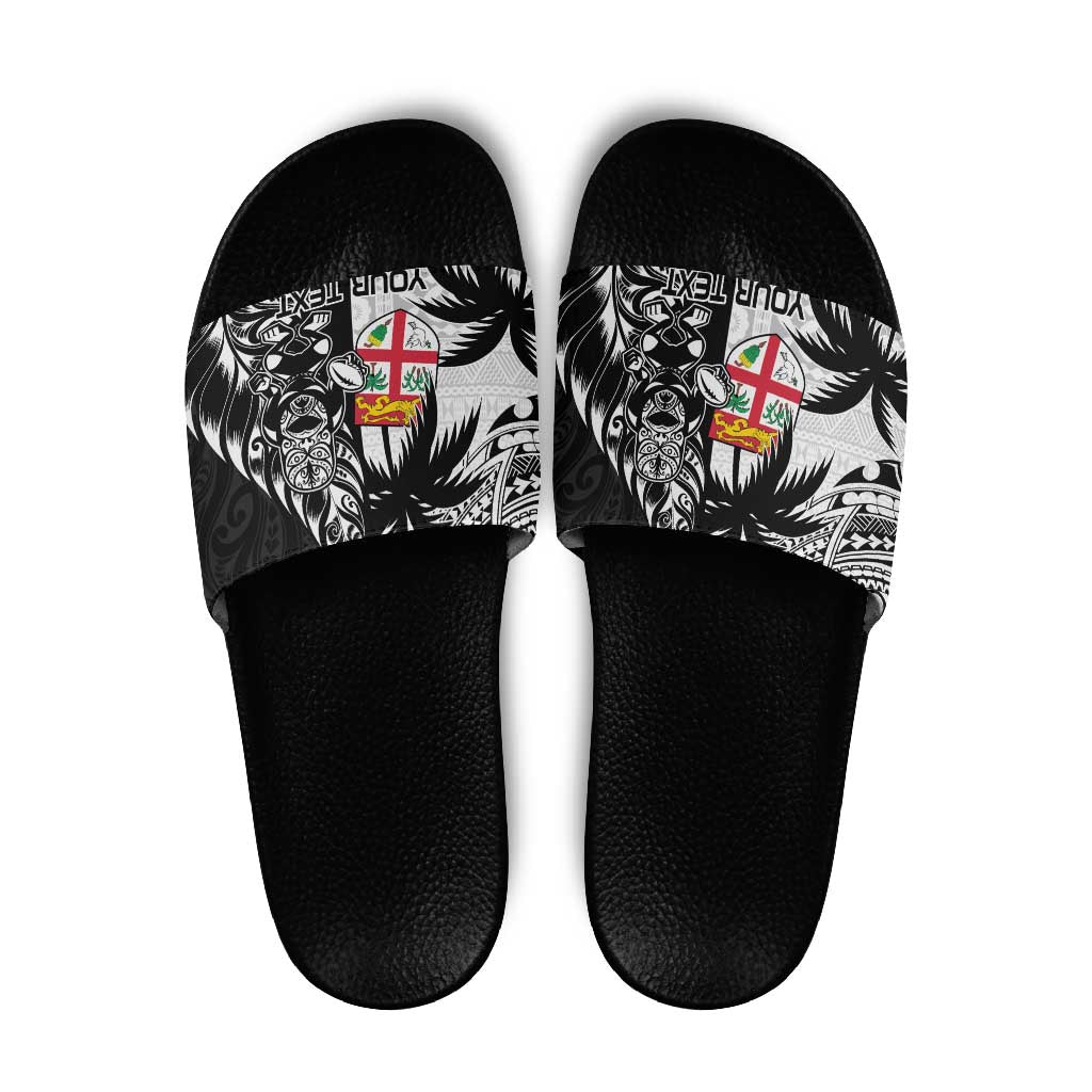 Fiji New Zealand Rugby Personalised Slide Sandals Maori and Tapa Pattern - Aussie Hoodie