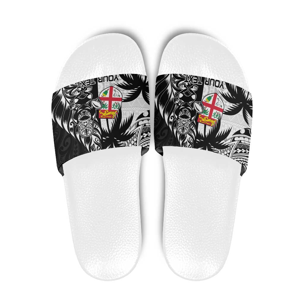 Fiji New Zealand Rugby Personalised Slide Sandals Maori and Tapa Pattern - Aussie Hoodie