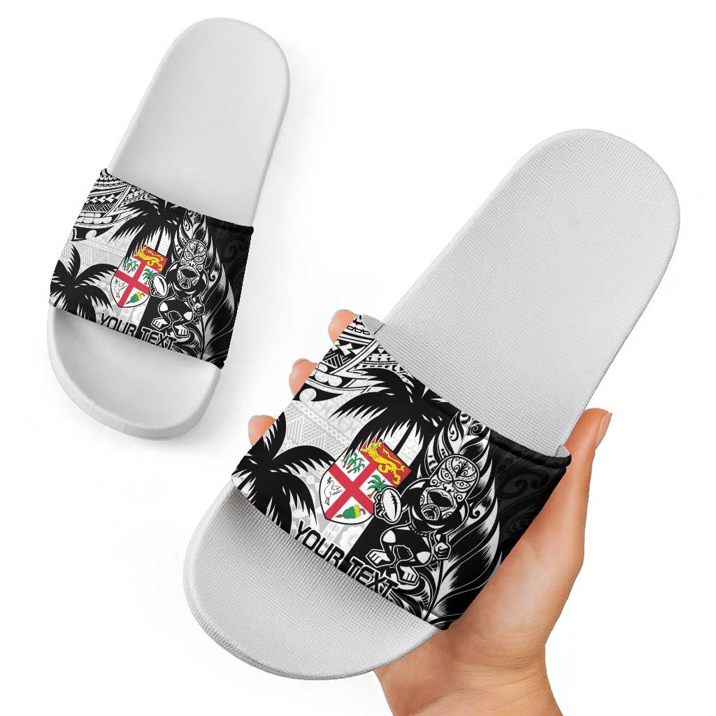Fiji New Zealand Rugby Personalised Slide Sandals Maori and Tapa Pattern - Aussie Hoodie
