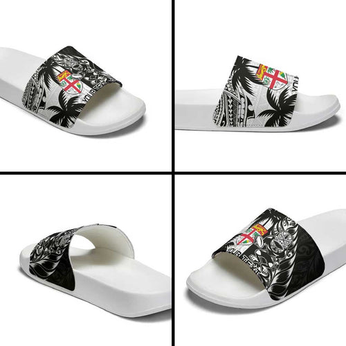 Fiji New Zealand Rugby Personalised Slide Sandals Maori and Tapa Pattern - Aussie Hoodie