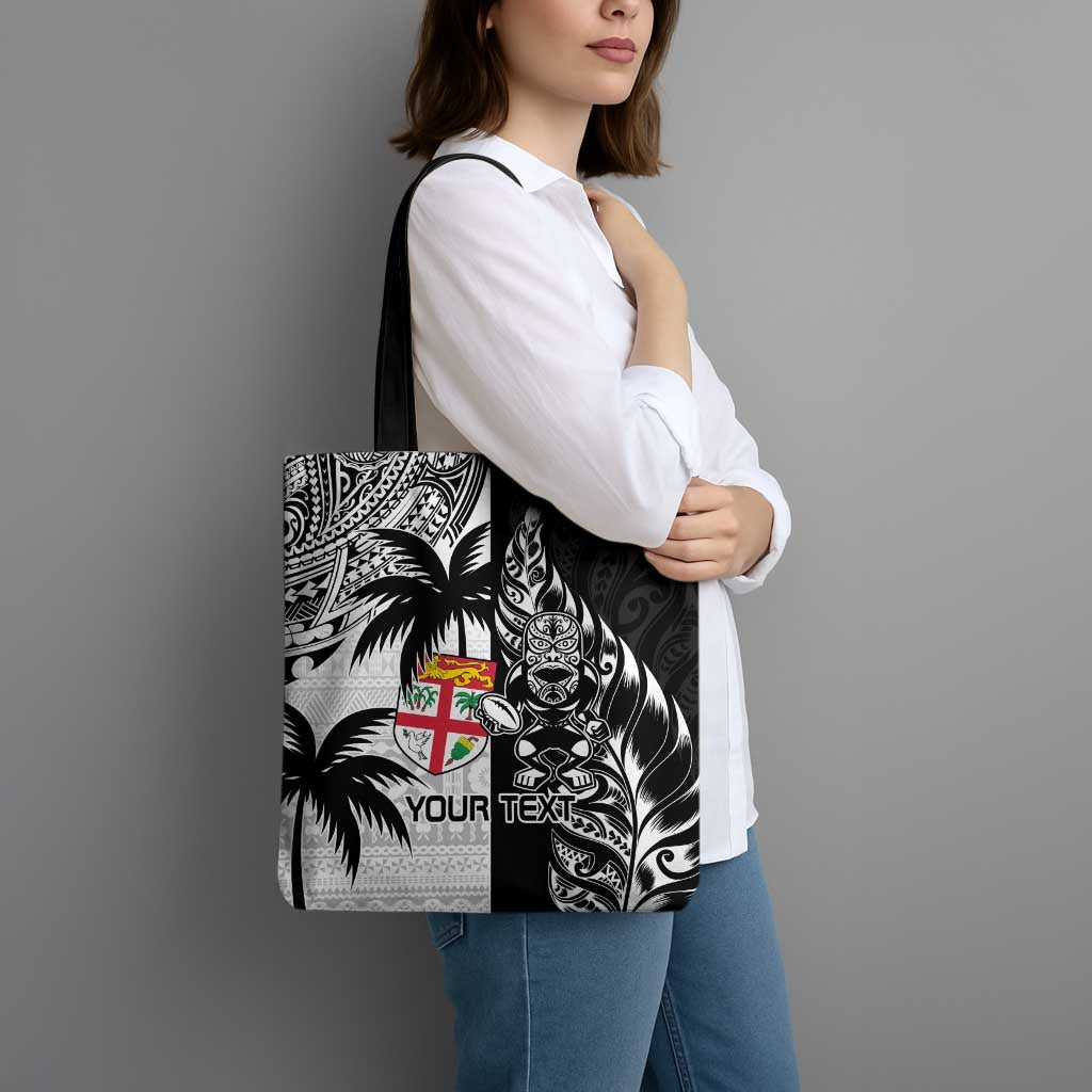 Fiji New Zealand Rugby Personalised Tote Bag Maori and Tapa Pattern - Aussie Hoodie