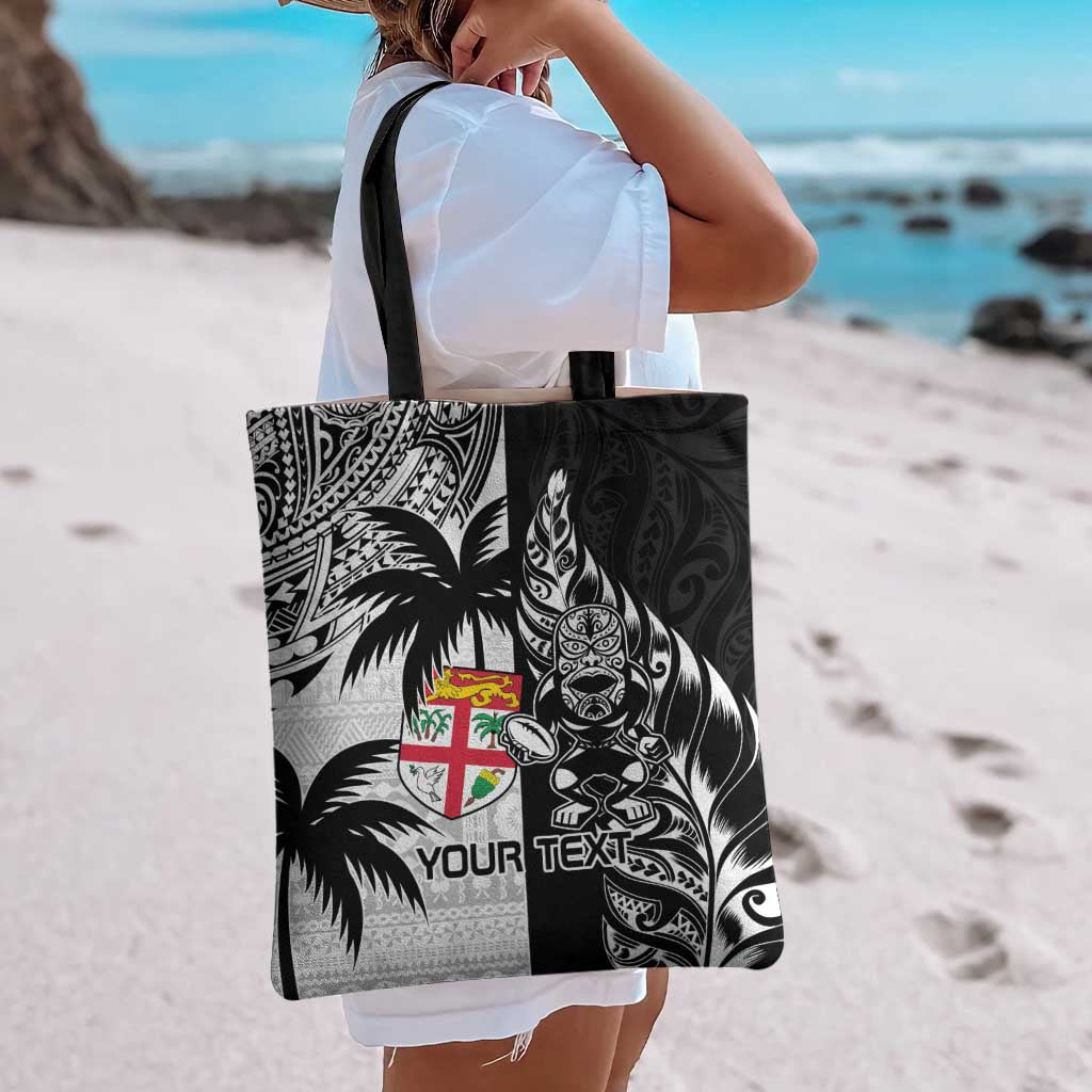 Fiji New Zealand Rugby Personalised Tote Bag Maori and Tapa Pattern - Aussie Hoodie