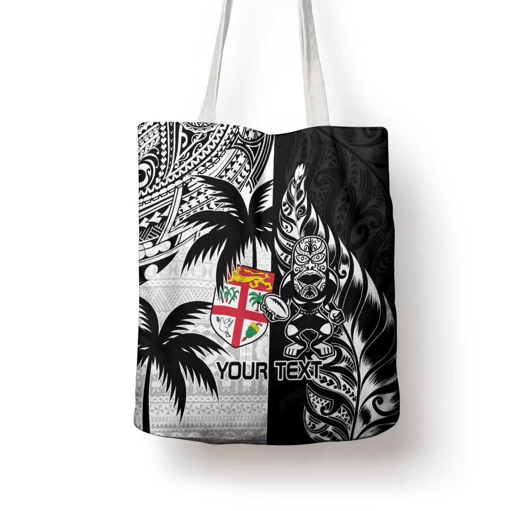 Fiji New Zealand Rugby Personalised Tote Bag Maori and Tapa Pattern - Aussie Hoodie
