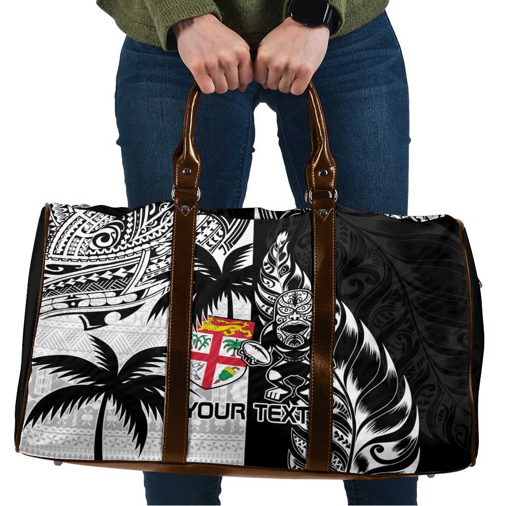 Fiji New Zealand Rugby Personalised Travel Bag Maori and Tapa Pattern - Aussie Hoodie