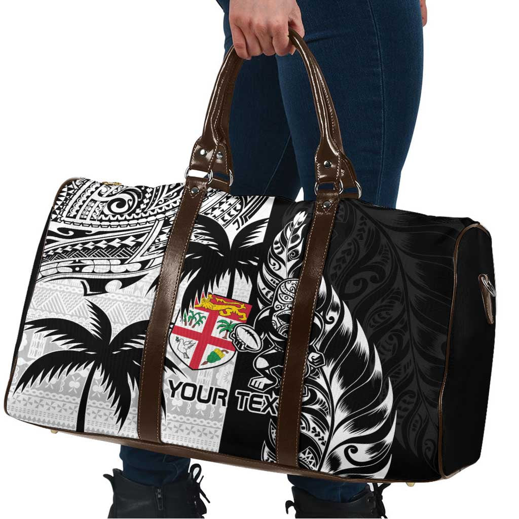 Fiji New Zealand Rugby Personalised Travel Bag Maori and Tapa Pattern - Aussie Hoodie