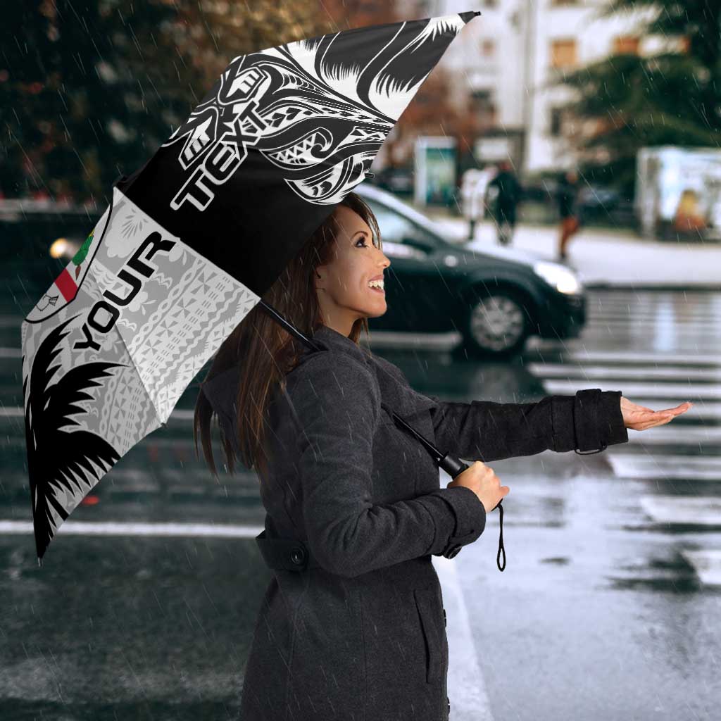 Fiji New Zealand Rugby Personalised Umbrella Maori and Tapa Pattern - Aussie Hoodie
