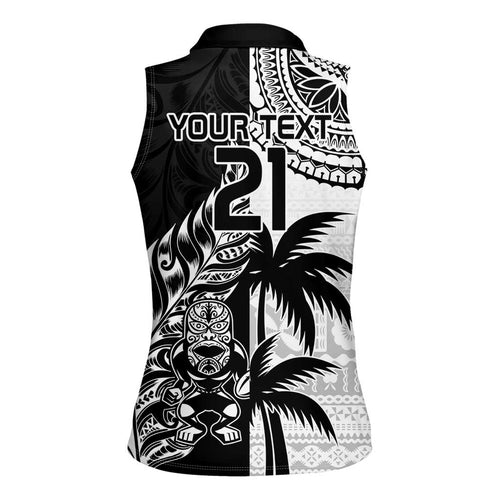 Custom Fiji New Zealand Women Sleeveless Polo Shirt Maori mix Tapa Pattern Version