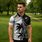 Fiji New Zealand Rugby Personalised Zipper Polo Shirt Maori and Tapa Pattern - Aussie Hoodie