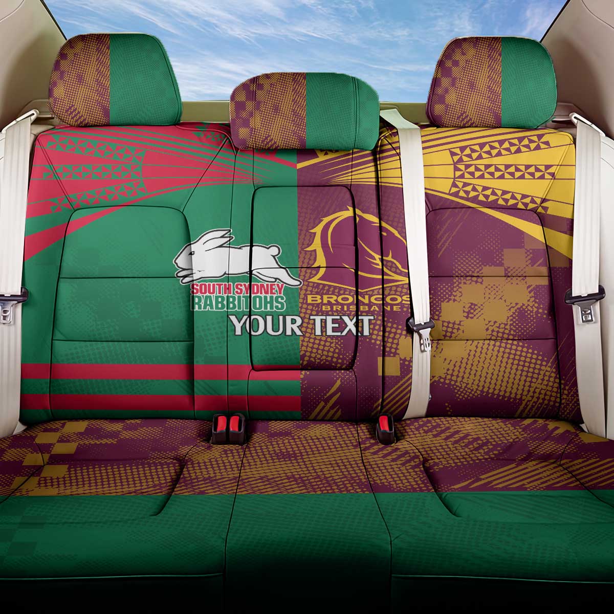 Custom NRL Rabbitohs and Broncos Back Car Seat Cover Sporty Style