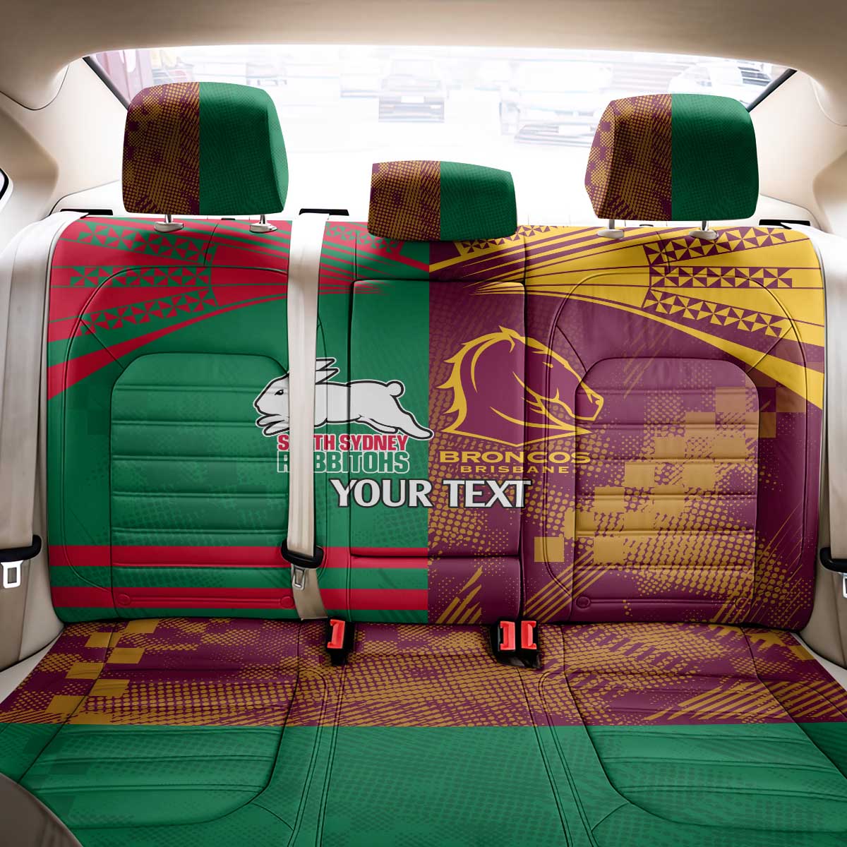 Custom NRL Rabbitohs and Broncos Back Car Seat Cover Sporty Style