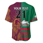Custom NRL Rabbitohs and Broncos Baseball Jersey Sporty Style