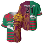 Custom NRL Rabbitohs and Broncos Baseball Jersey Sporty Style