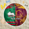 Custom NRL Rabbitohs and Broncos Beach Blanket Sporty Style
