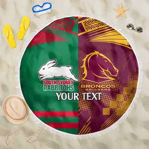 Custom NRL Rabbitohs and Broncos Beach Blanket Sporty Style