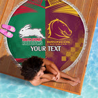 Custom NRL Rabbitohs and Broncos Beach Blanket Sporty Style