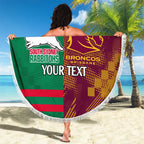 Custom NRL Rabbitohs and Broncos Beach Blanket Sporty Style