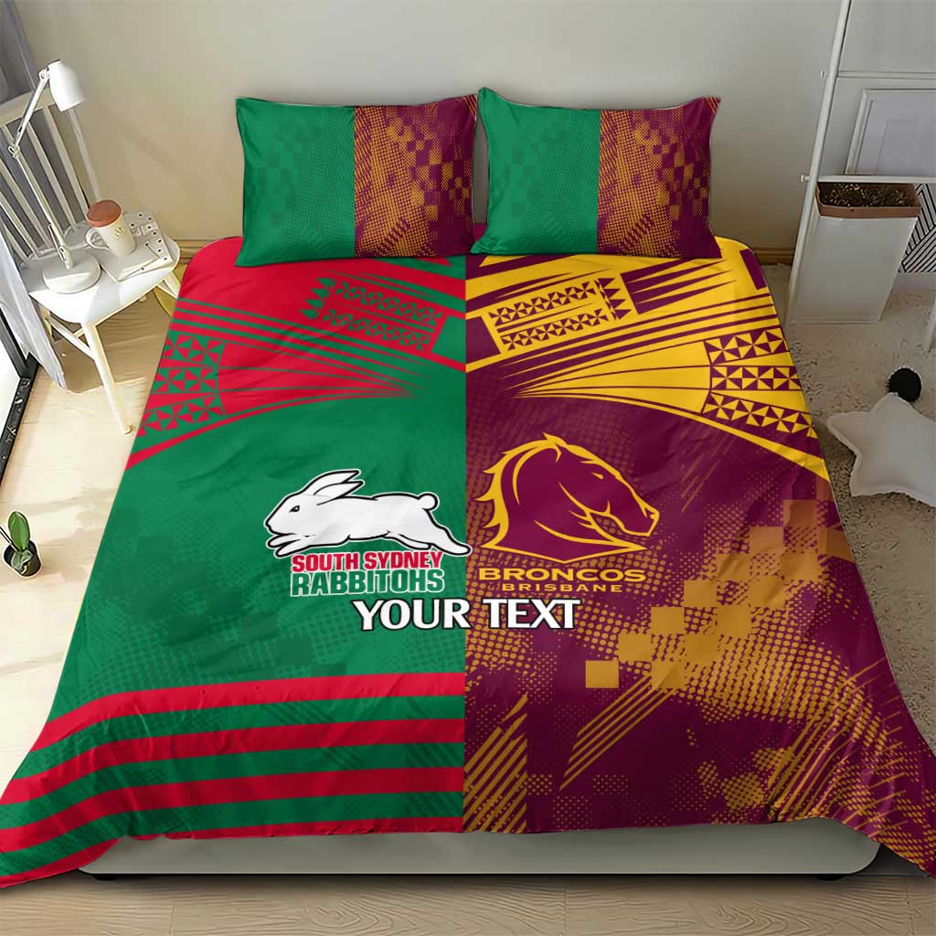 Custom NRL Rabbitohs and Broncos Bedding Set Sporty Style
