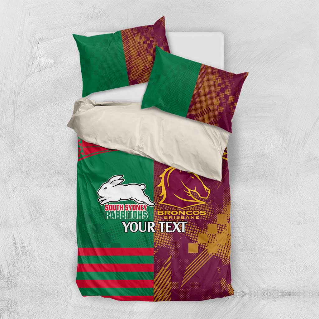 Custom NRL Rabbitohs and Broncos Bedding Set Sporty Style