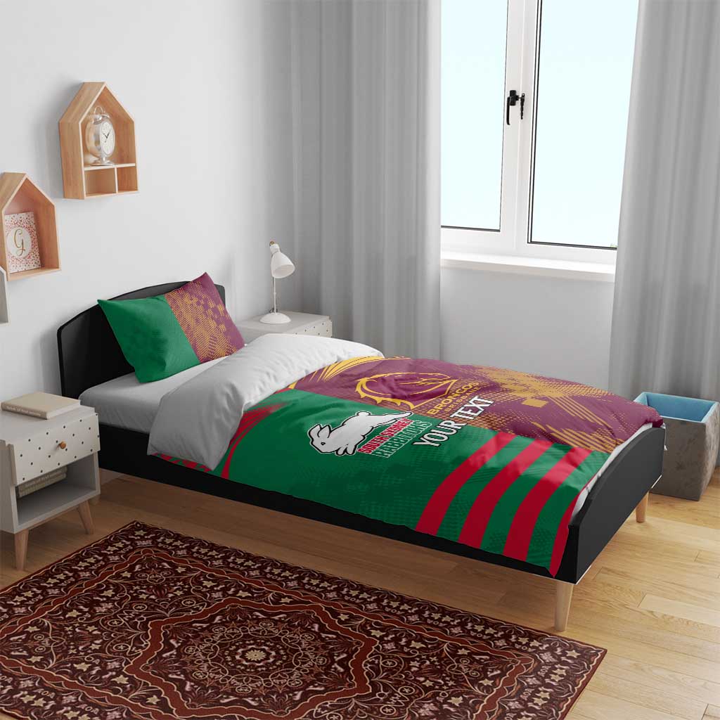 Custom NRL Rabbitohs and Broncos Bedding Set Sporty Style