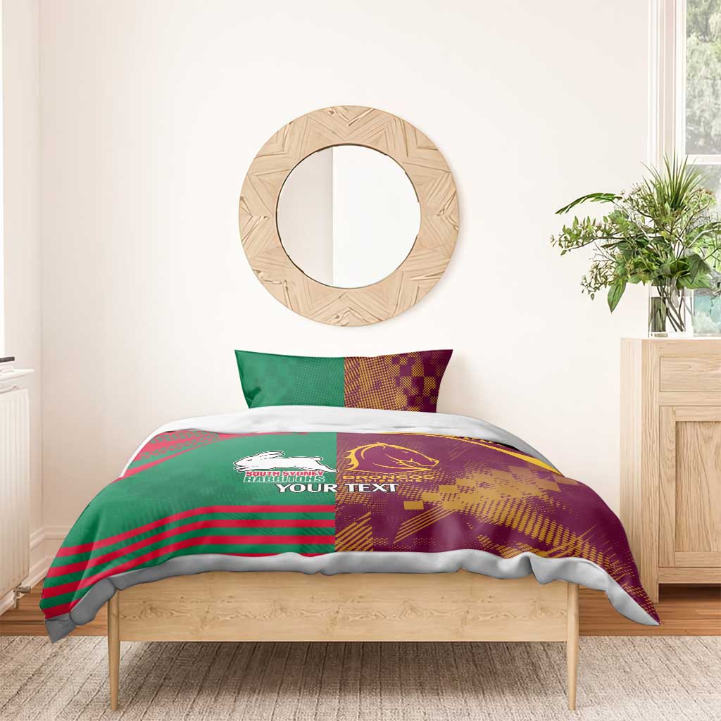 Custom NRL Rabbitohs and Broncos Bedding Set Sporty Style