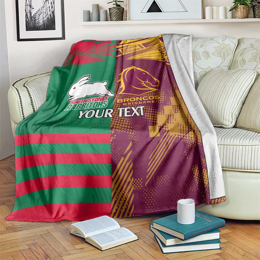 Custom NRL Rabbitohs and Broncos Blanket Sporty Style