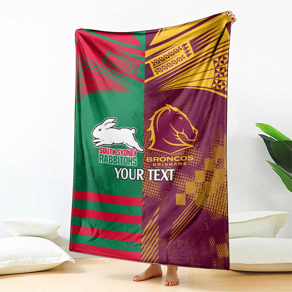 Custom NRL Rabbitohs and Broncos Blanket Sporty Style