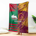 Custom NRL Rabbitohs and Broncos Blanket Sporty Style