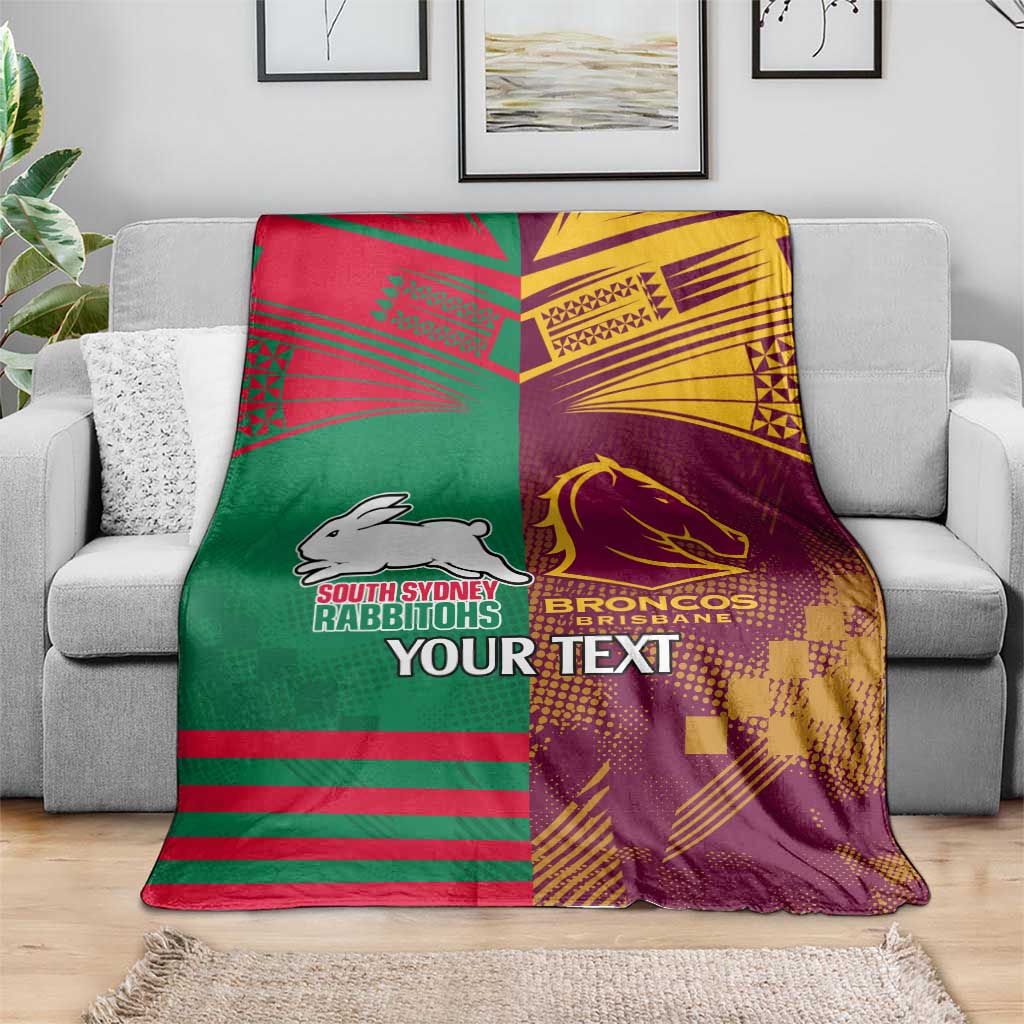 Custom NRL Rabbitohs and Broncos Blanket Sporty Style