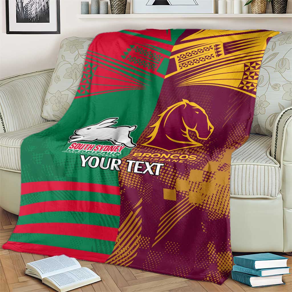 Custom NRL Rabbitohs and Broncos Blanket Sporty Style