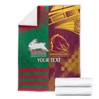 Custom NRL Rabbitohs and Broncos Blanket Sporty Style