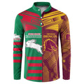 Custom NRL Rabbitohs and Broncos Button Sweatshirt Sporty Style