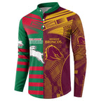Custom NRL Rabbitohs and Broncos Button Sweatshirt Sporty Style